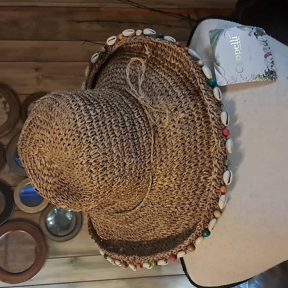 Capelli of New York Women Embellished Floppy Straw Woven Sun Raffia Hat Packable - Picture 3 of 7